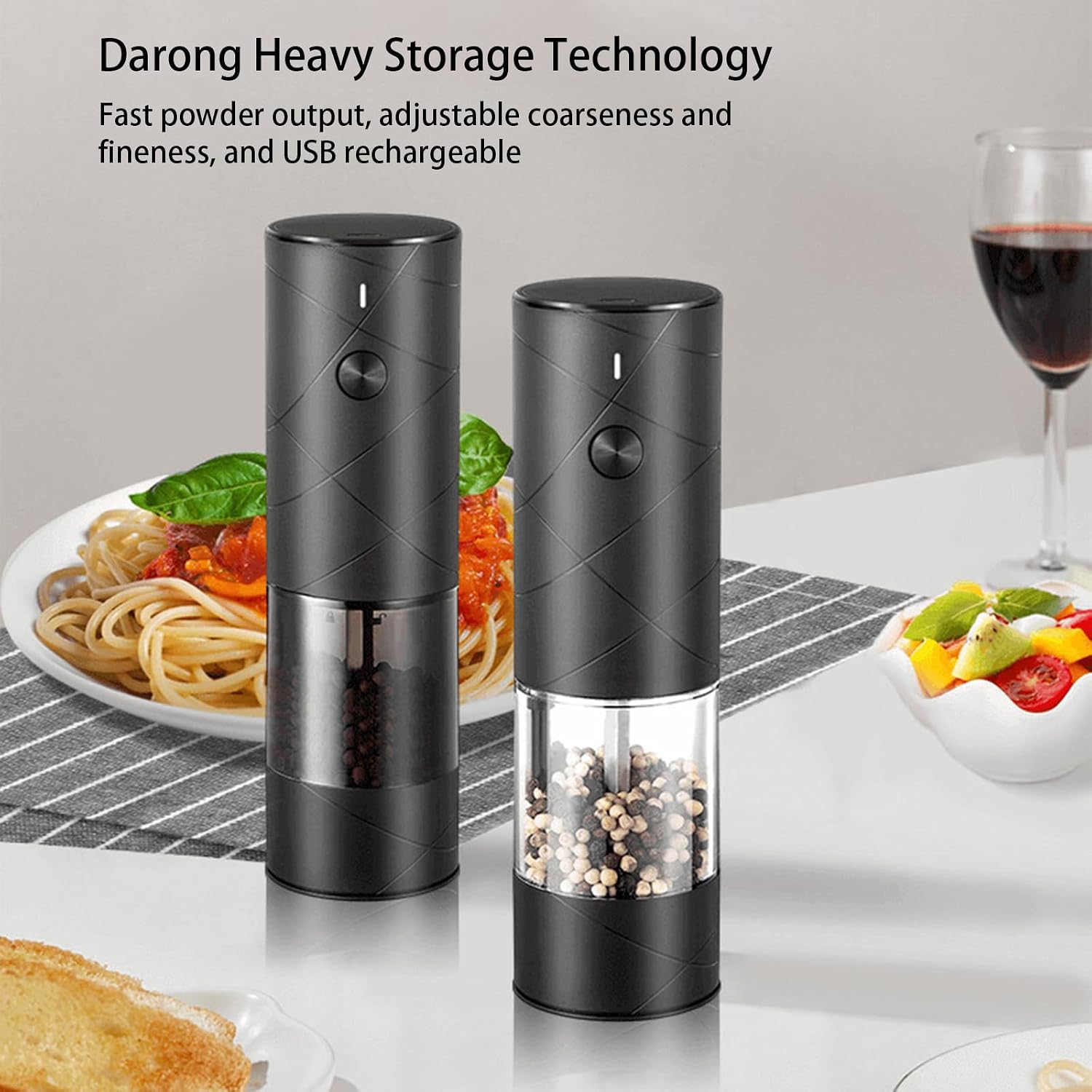 Multifunctional Electric Grinder with Ceramics Salt Pepper Mill Adjustable Coarseness for Coffee Grinding Ceramics Salt and Pepper Mil