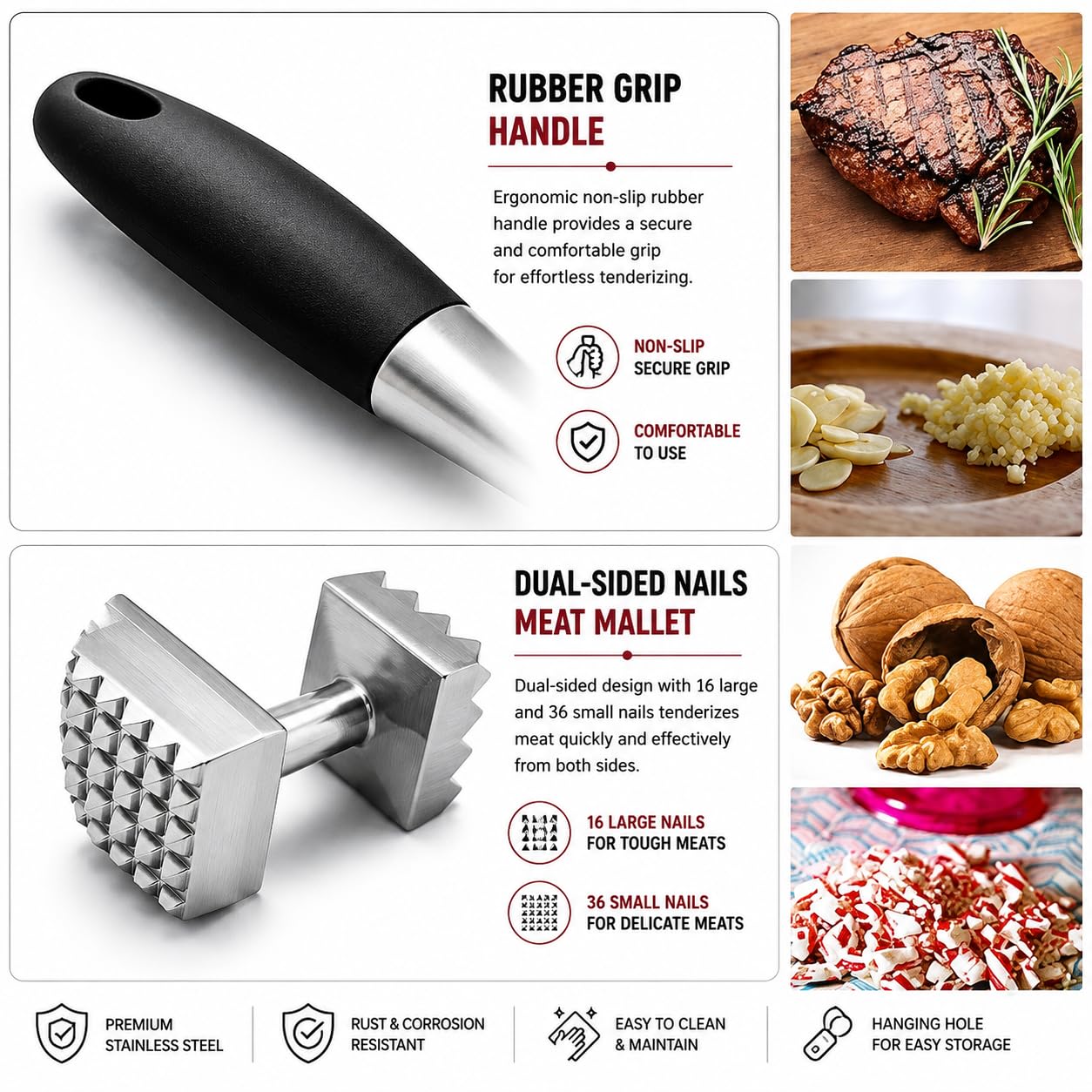 Zollyss Stainless Steel Meat Tenderizer Hammer -8 Zollyss Stainless Steel Meat Tenderizer Hammer -8