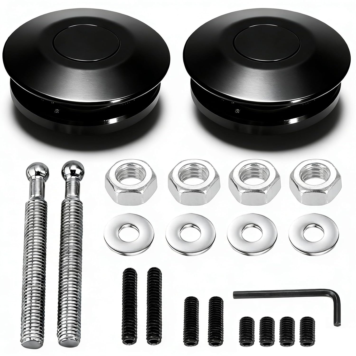 2 Pack Quick Latch Hood Pins Universal 2.44" Diameter Quick Release Latch Push Button Hood Bonnet Pins Lock Clip Kit (Black)