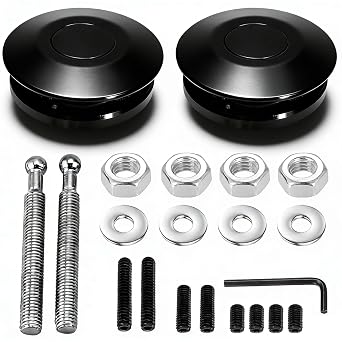 2 Pack Quick Latch Hood Pins Universal 2.44" Diameter Quick Release Latch Push Button Hood Bonnet Pins Lock Clip Kit Black