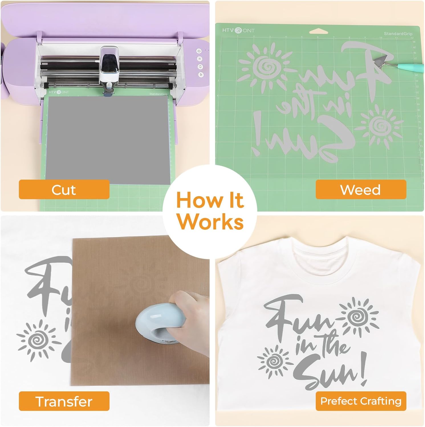 HTVRONT HTV Roll Heat Transfer Vinyl - 12" x 25ft Silver Iron on Vinyl for T-Shirts, Easy to Weed & Transfer HTV Vinyl - Compatible with All Cutting Machine (Pack of 2)