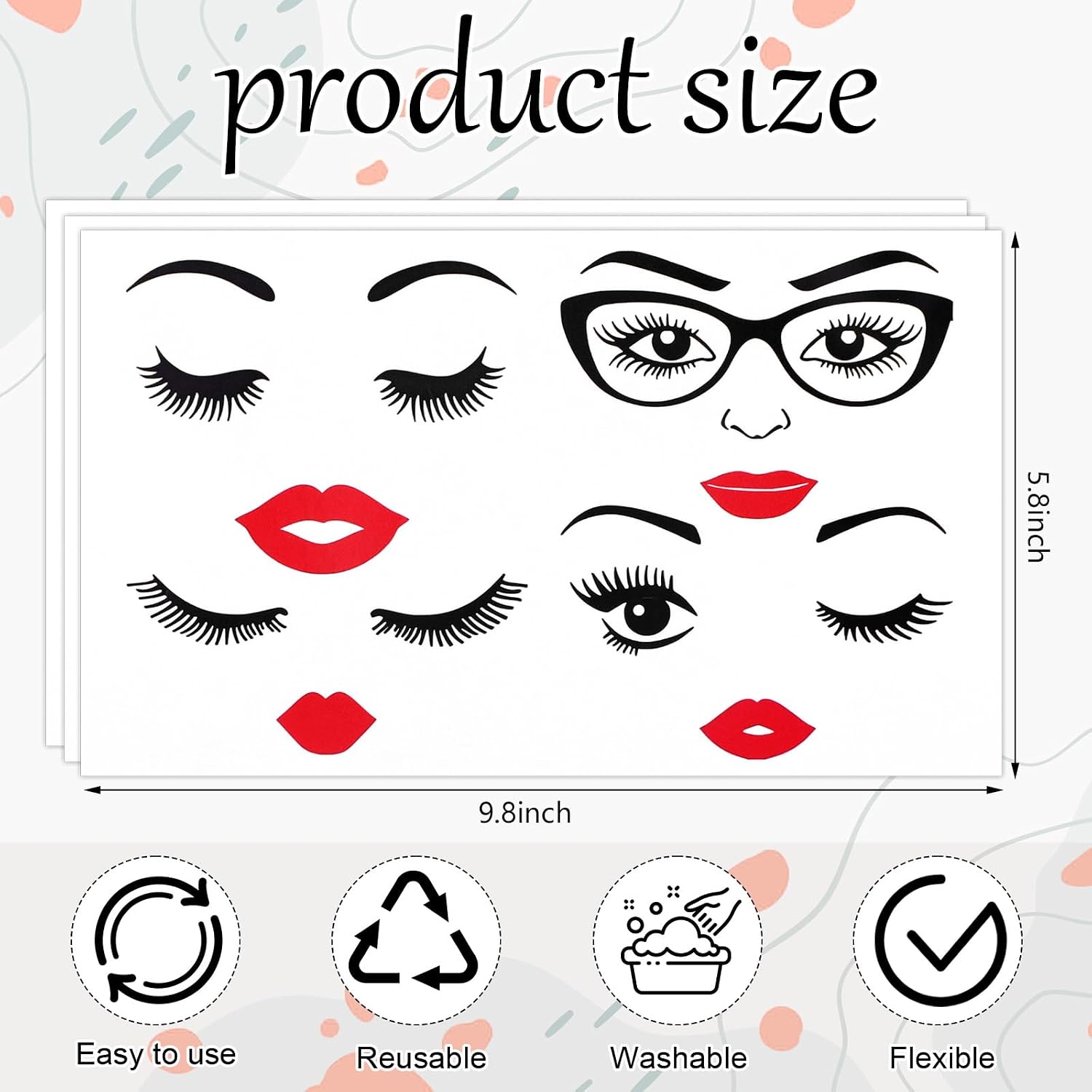 AmazingSpark 18 Sheet Eye Stickers for Crafts Mouth Eyes Nose Decals Make a Face DIY Stickers for Crafts Funny Face Decals for Flower Pots Eyelashes Decal for Halloween Holiday Party Supplies