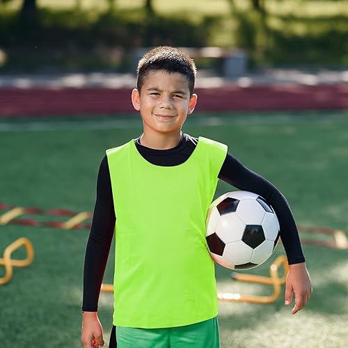 Miniatura 80 de Sintege 12 piezas de fútbol Pinnies Pennies Jersey Scrimmage chaleco de práctica deportiva Jersey de malla chaleco de baloncesto para jóvenes