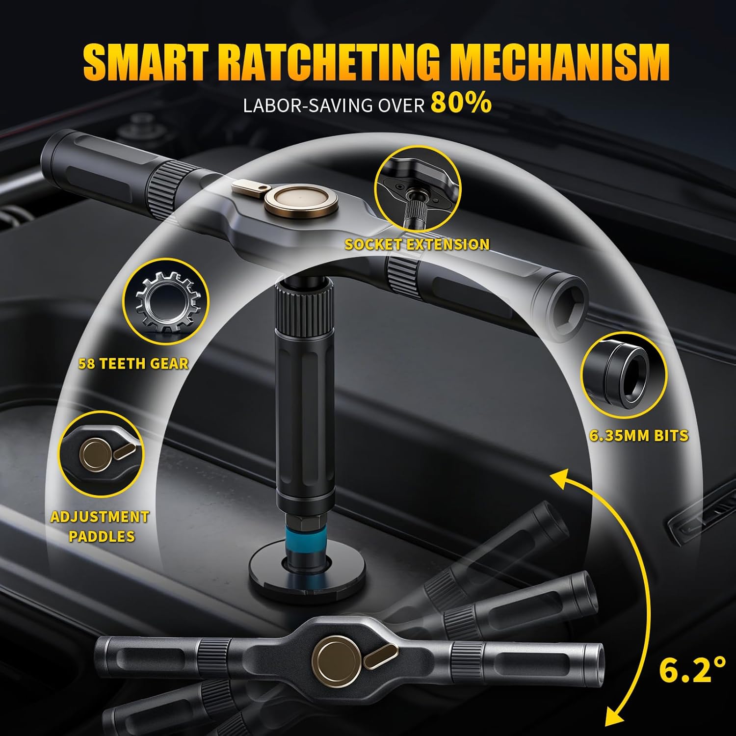 24 in1 Magnetic Screwdriver Set, Multi-Bit Ratchet Screwdriver Kit with S2 Steel Precision Bits,Detachable T-Handle Ratchet Screwdriver Set for PC,Bicycle, Electronics, Furniture, DIY, Gift for Him