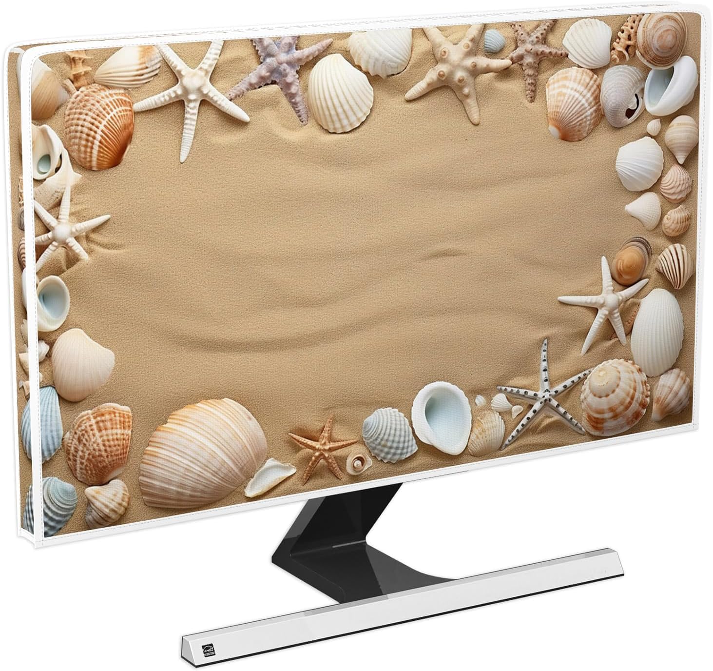 Waterproof Computer Monitor Cover 26, 27, 28 Inch Full Body Cover for Computer Screen Anti-Static Dustproof Protective Covers for LCD/LED/HD Desktop PC CPU Tower Protector,Beach Shell