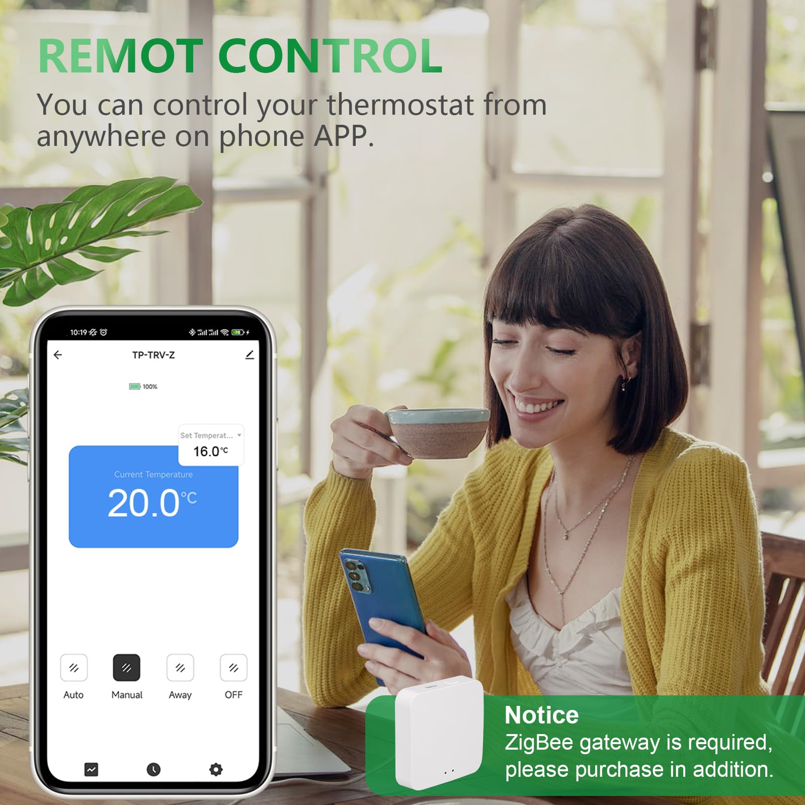 Wengart Termostato intelligente del radiatore TRV-01, M30x1.5 TRV programmabile per il controllo della temperatura multi-stanza, funziona con Google Assistant e Alexa, Hub Tuya Zigbee richiesto
