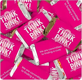 34 Pcs Breast Cancer Awareness Chocolate Candy Miniatures - Think Pink Ribbon (10oz)
