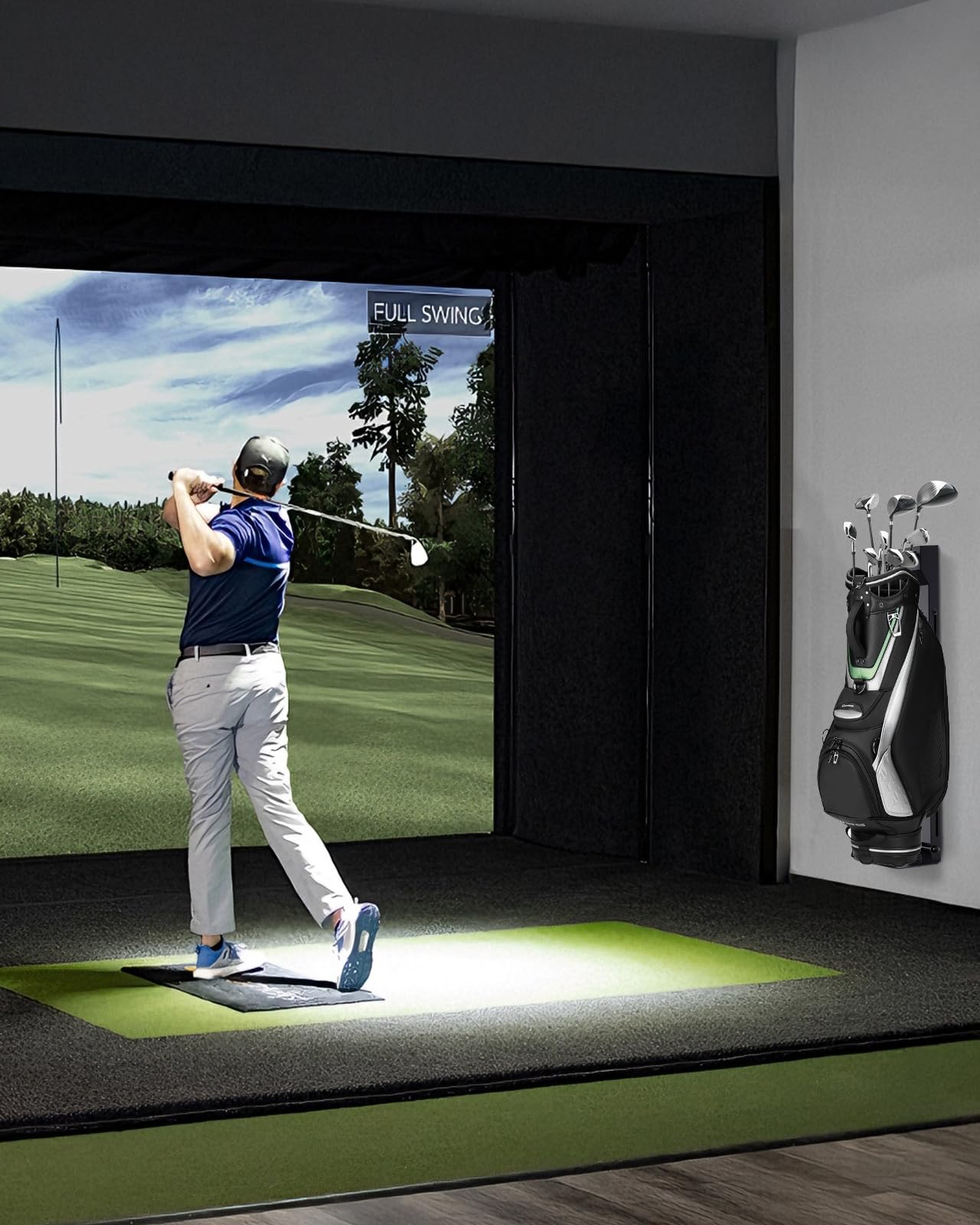 Golftaschen-Aufbewahrungsregal, Wandhalterung, Golftaschenregal für Garage, Golftaschenständer für Display, Golftaschenhalter für Wand, Golfzubehör für Herren, höhenverstellbar, Schwarz