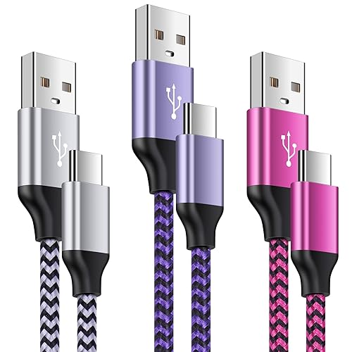 Cable USB tipo C cable de carga rápida C paquete de 3 unidades compatible con Moto G StylusPlayPower 2021 Razr G9 PowerPlusPlay Samsung Galaxy