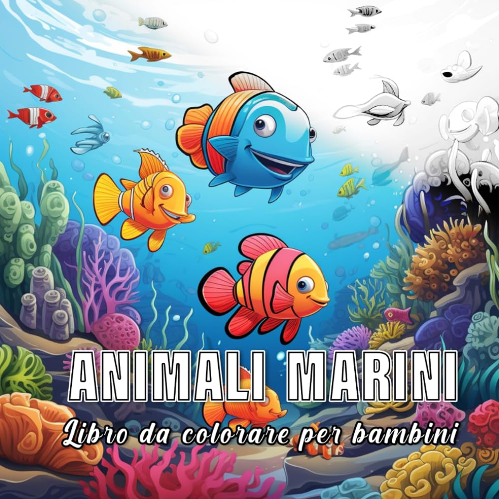 Animali Marini: libro da colorare per bambini con 60 schizzi di animali marini. (Piccoli Natura)