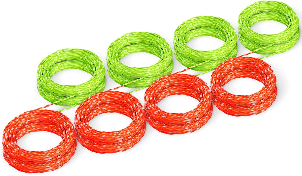 Eventronic Paquete de 8 precortados de doble color compatibles con EGO Weed Eater | Línea de corte trenzada de repuesto de 0,095 pulgadas para todas las cortadoras de hilo EGO de 15 pulgadas, línea de hilo EGO Weed Wacker de 112 pies (AL2420PD)