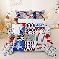 Vista 11 de Erosebridal Juego de ropa de cama personalizado con diseño de carrera de barril, colcha occidental a cuadros, juego de edredón con estrellas