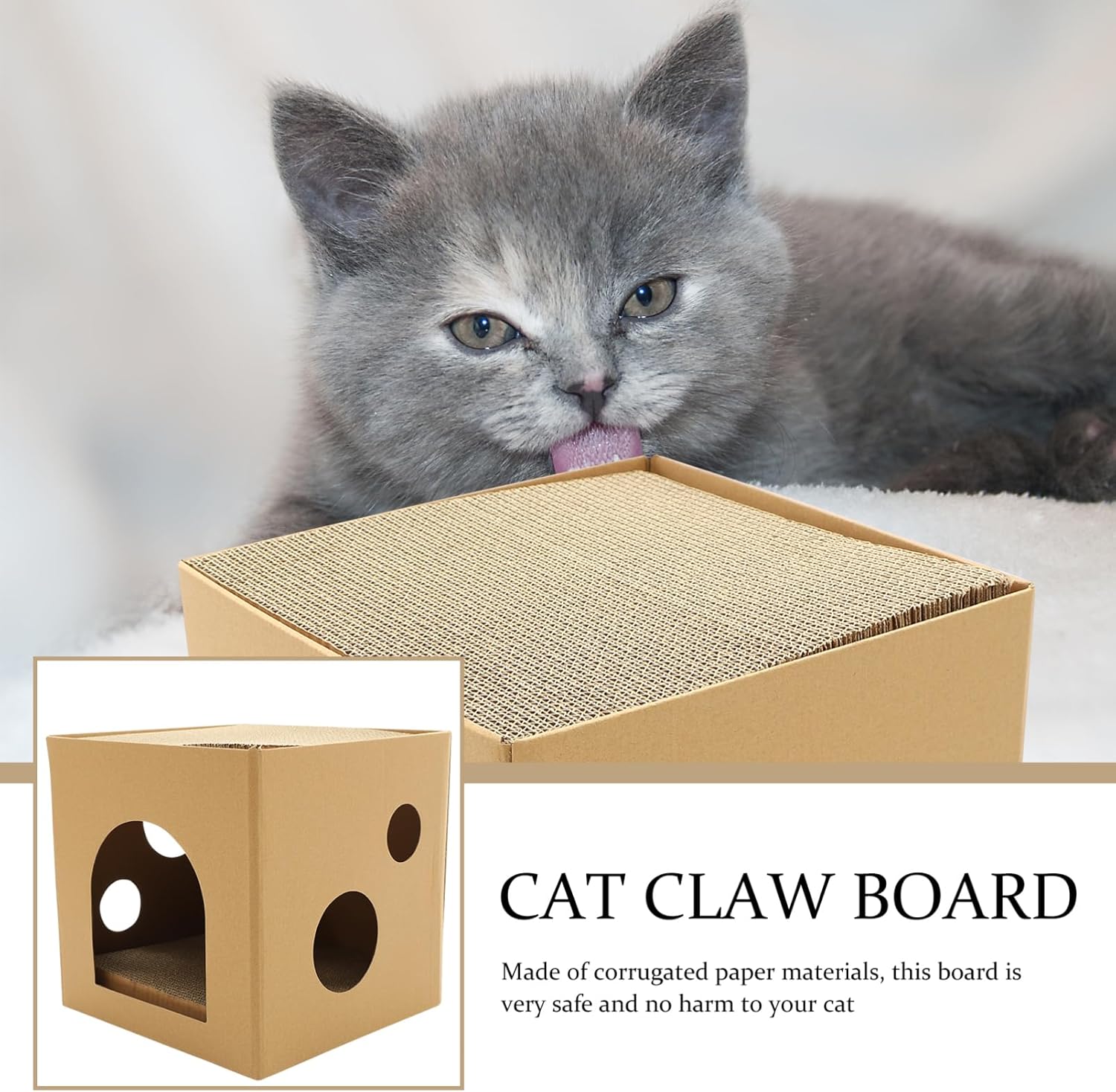 Double Cat Scratcher House Durable Cardboard Cat Scratch Box for Indoor Use Comfortable and Lightweight Design for Grinding Claws and Playtime