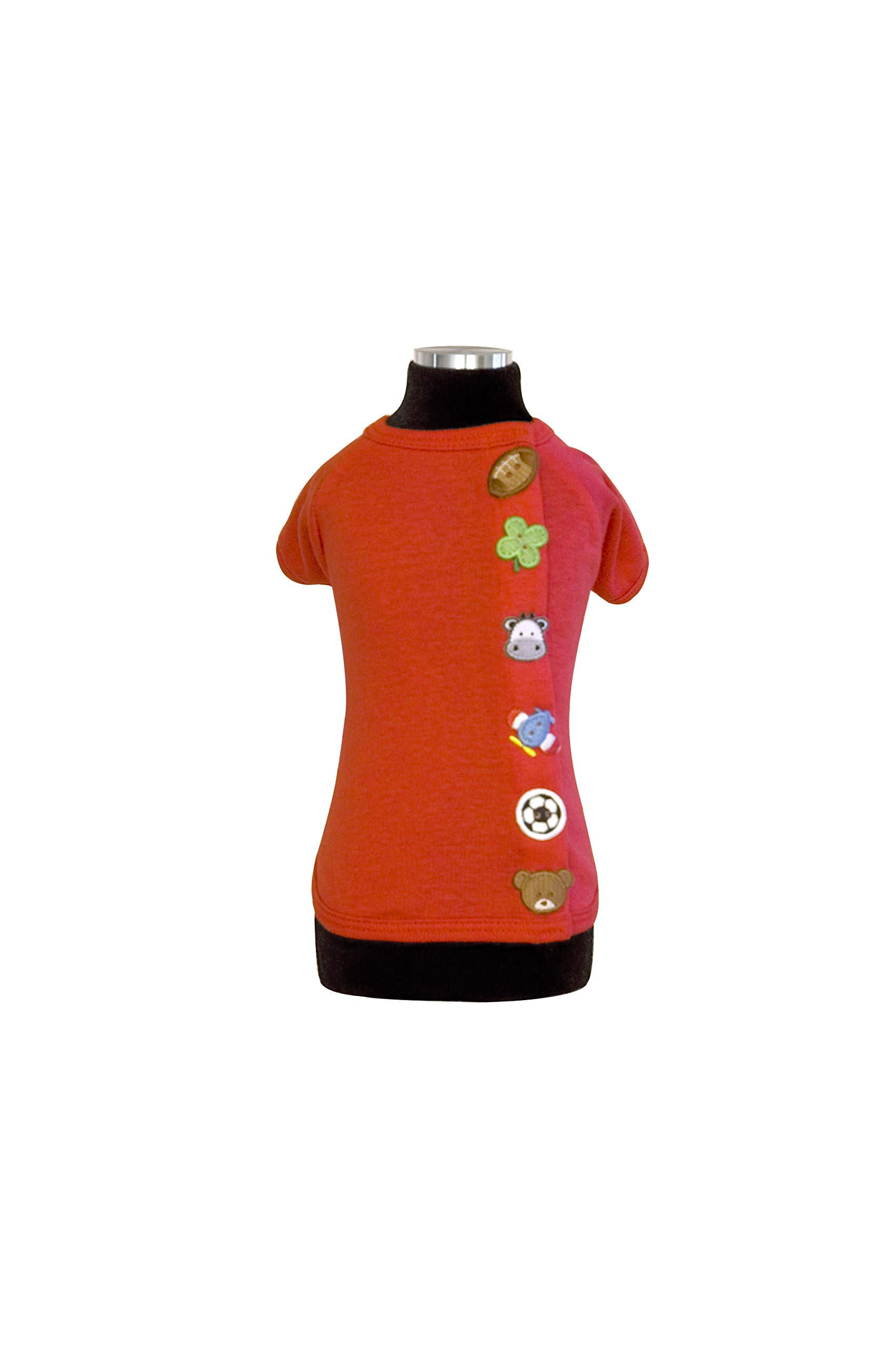 Trilly Tutti Brilli Riccardo Button Applications T-Shirt, Red, M