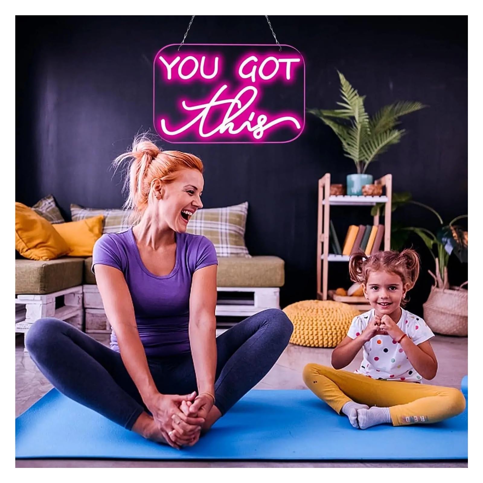 cartelli al neon personalizzati You Got This Insegna Al Neon USB Dimmerabile Per Palestra Ufficio Lavoro Di Squadra Casa Famiglia Detti Arredamento Della Camera 41x26.5cm/16.1x10.4 Inch