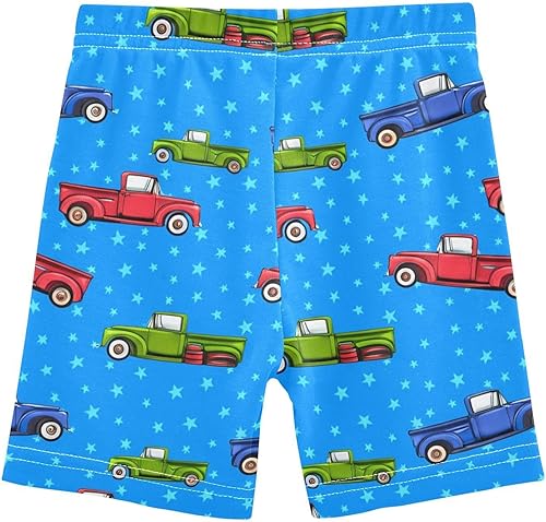 Blue Cars Stars Girls Bike Shorts Toddler Soft Cotton Active Biker Shorts(Multi-blue Cars Stars,6 Years)