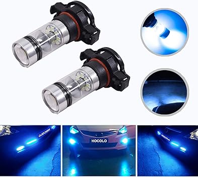 Amazon Com Hocolo 2504 Psx24w 100w Samsung Chip Led Fog Light Lamp Bulbs Drl Driving Lights 8000k Ice Blue High Power Led Bulbs Car Vehicle Lighting Accessories Set Of 2 2504 Psx24w Ice