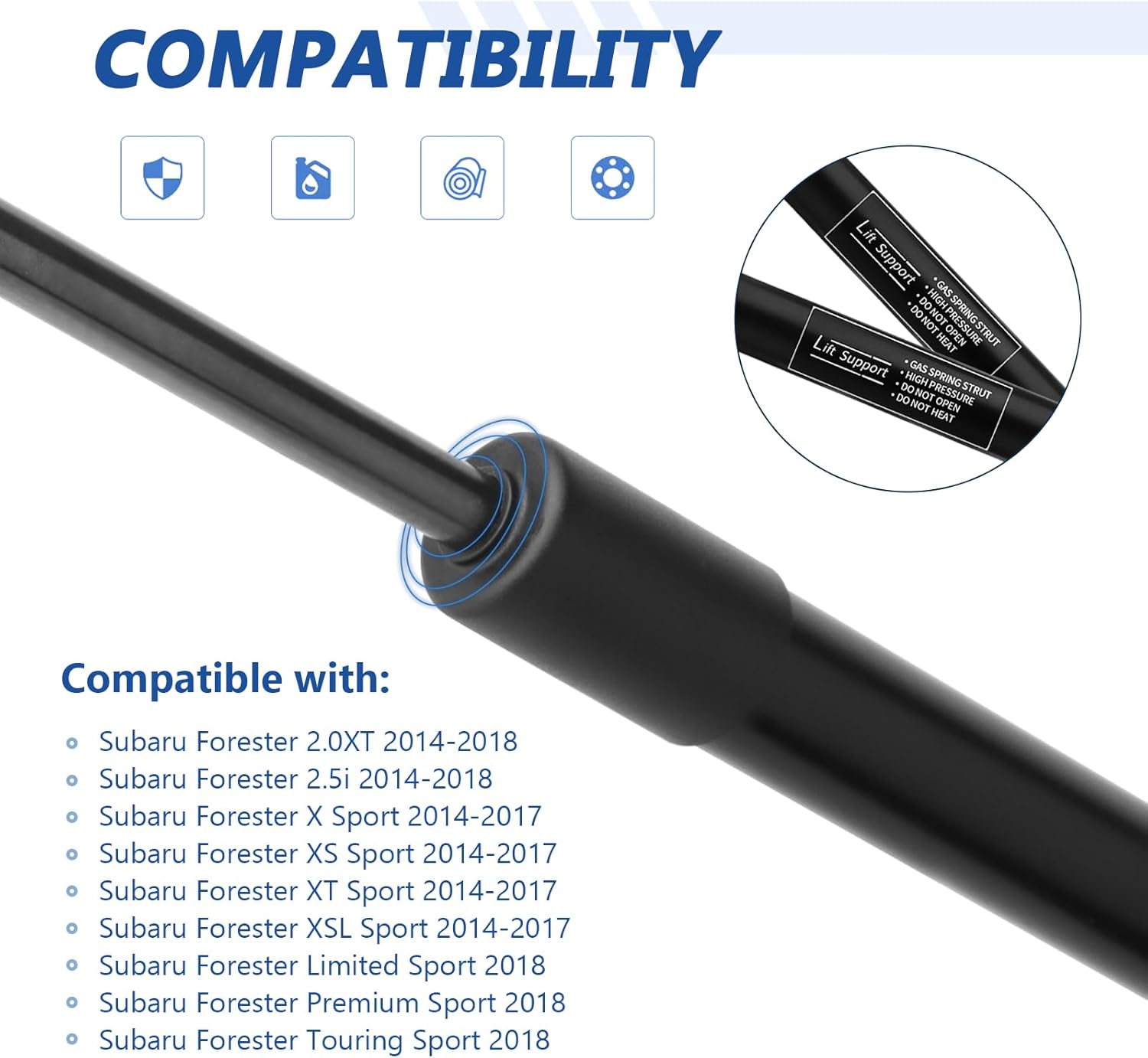 Rear Hatch Struts for Subaru Forester 2014-2018, Liftgate Shocks for Subaru Forester 2.0L 2.5L, Trunk Lift Support Tailgate Gas Spring Shocks Replace 63269SG032, 63269SG022