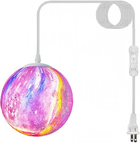 JLOWCO Lámpara colgante de techo enchufable, lámpara de techo colgante de 16.4 pies, lámpara de luna colgante colorida para dormitorio de niños, luz disponible en Yaxa Venezuela