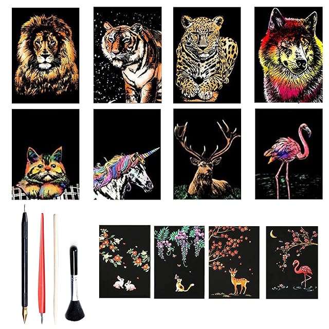 Georgie Porgy Papel de Rascar para Niños Kits de Manualidades y Manualidades Arcoiris A4 Postal para Regalo…