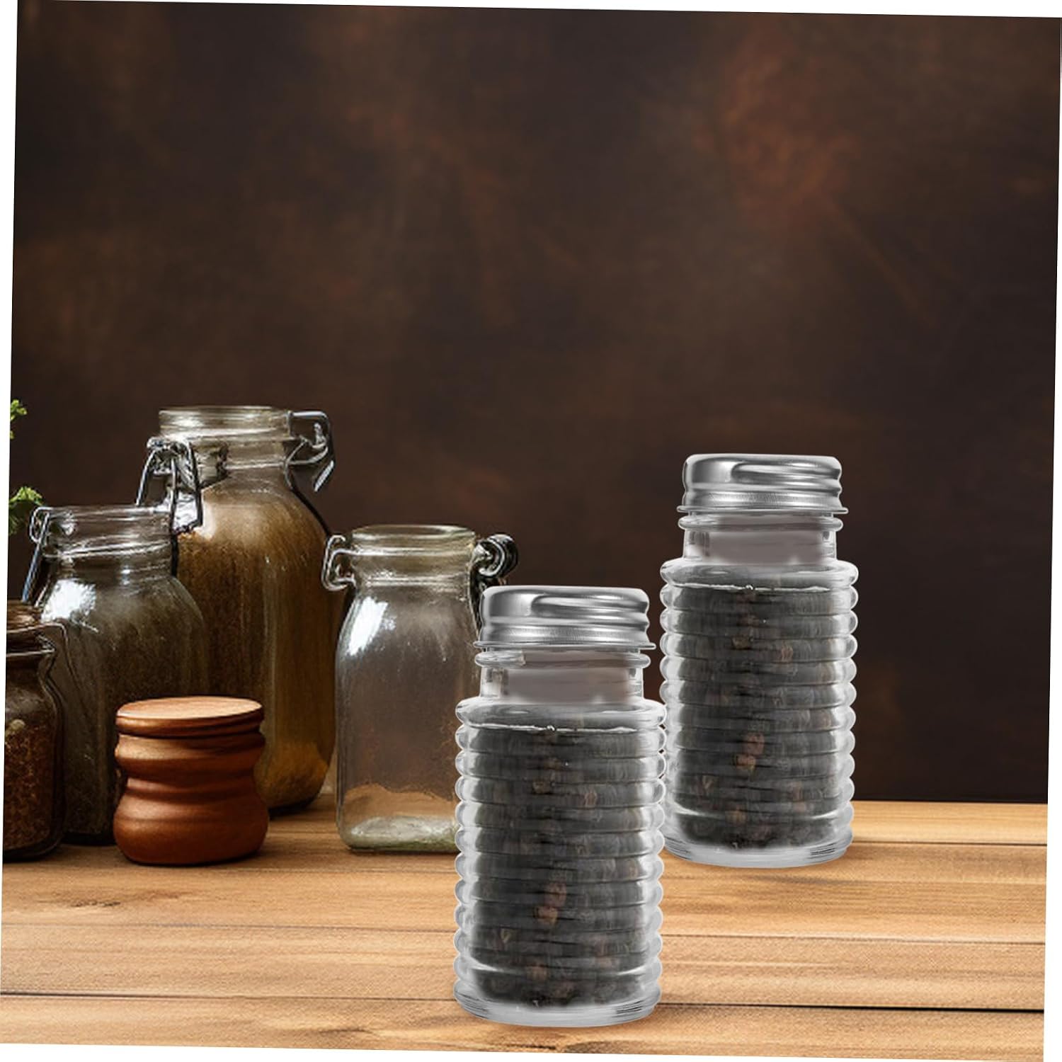 2pcs Glass Spice Dispenser Shaker for Kitchen Pepper