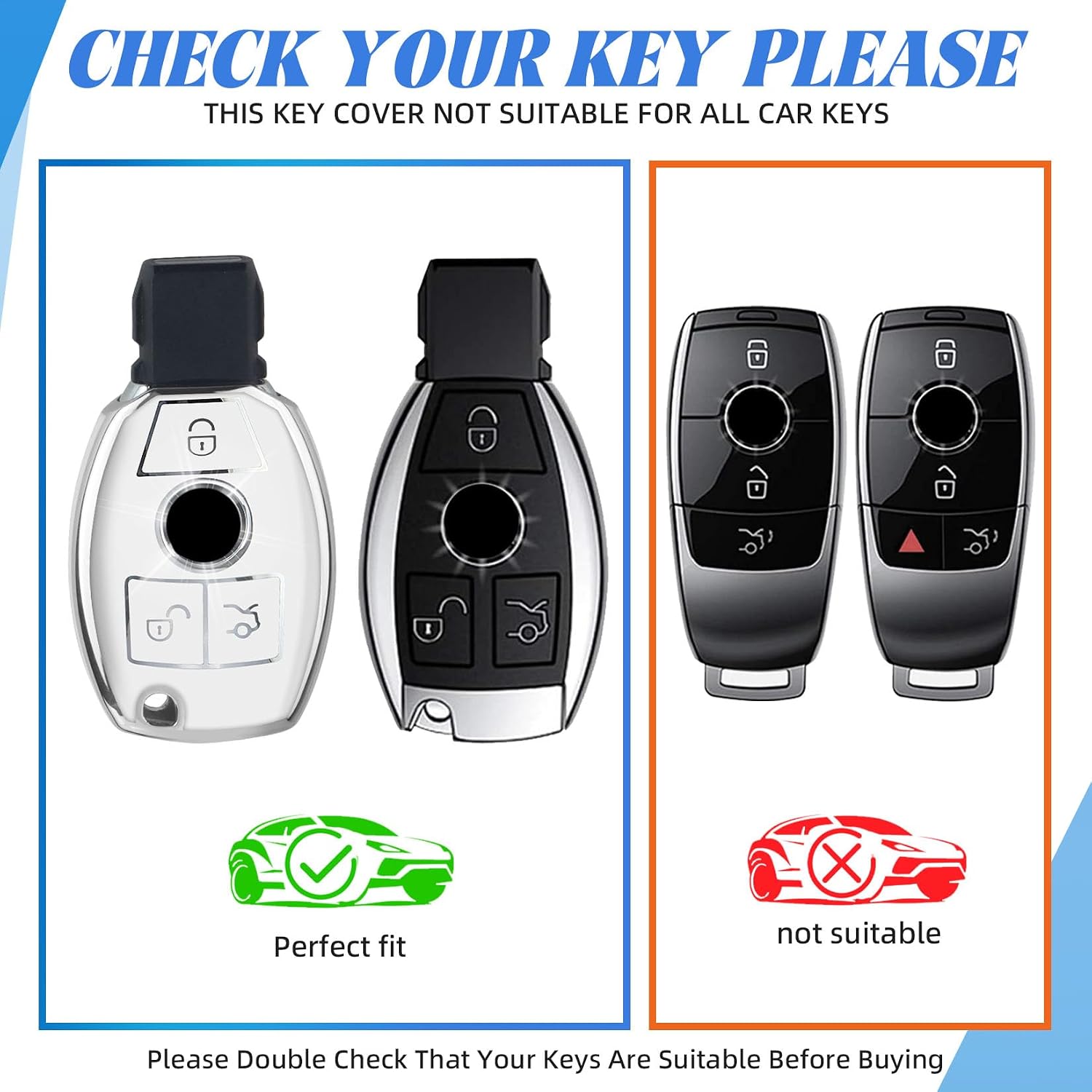 MILD EAST for Mercedes Benz Key Fob Cover with Keychain