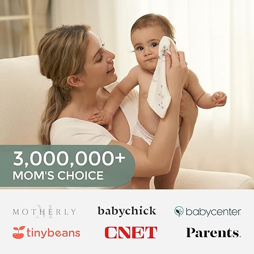 Miniatura 8 de Momcozy Toallas suaves y absorbentes para bebé, diseño de 4 capas, grosor medio, algodón de primera calidad para la piel de los recién nacidos,