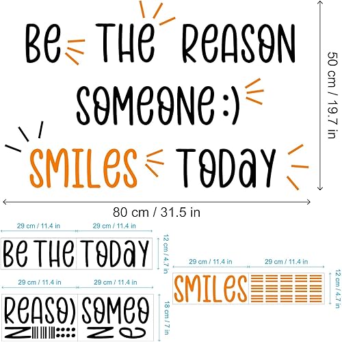 Miniatura 7 de Calcomanías de pared inspiradoras, Be The Reason Someone Smiles Today Positive Affirmation, calcomanía de decoración de pared motivacional para sala