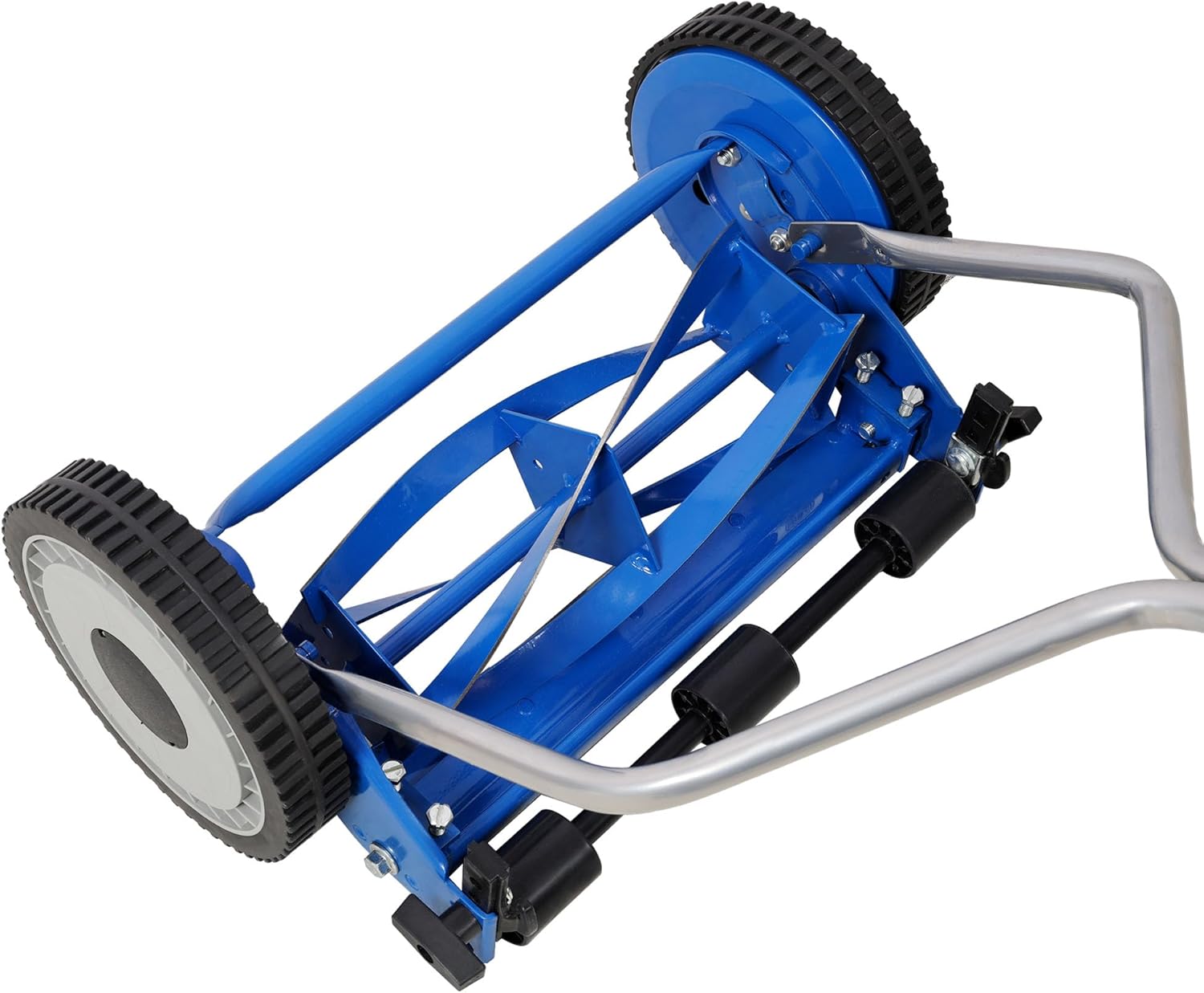 14 inch Push Lawn Mower, 5 Blades Manual Push Mower No Motor, Walk-Behind Lawn Mowers with T-Style Handle for Green Lawns Driveways Courtyards