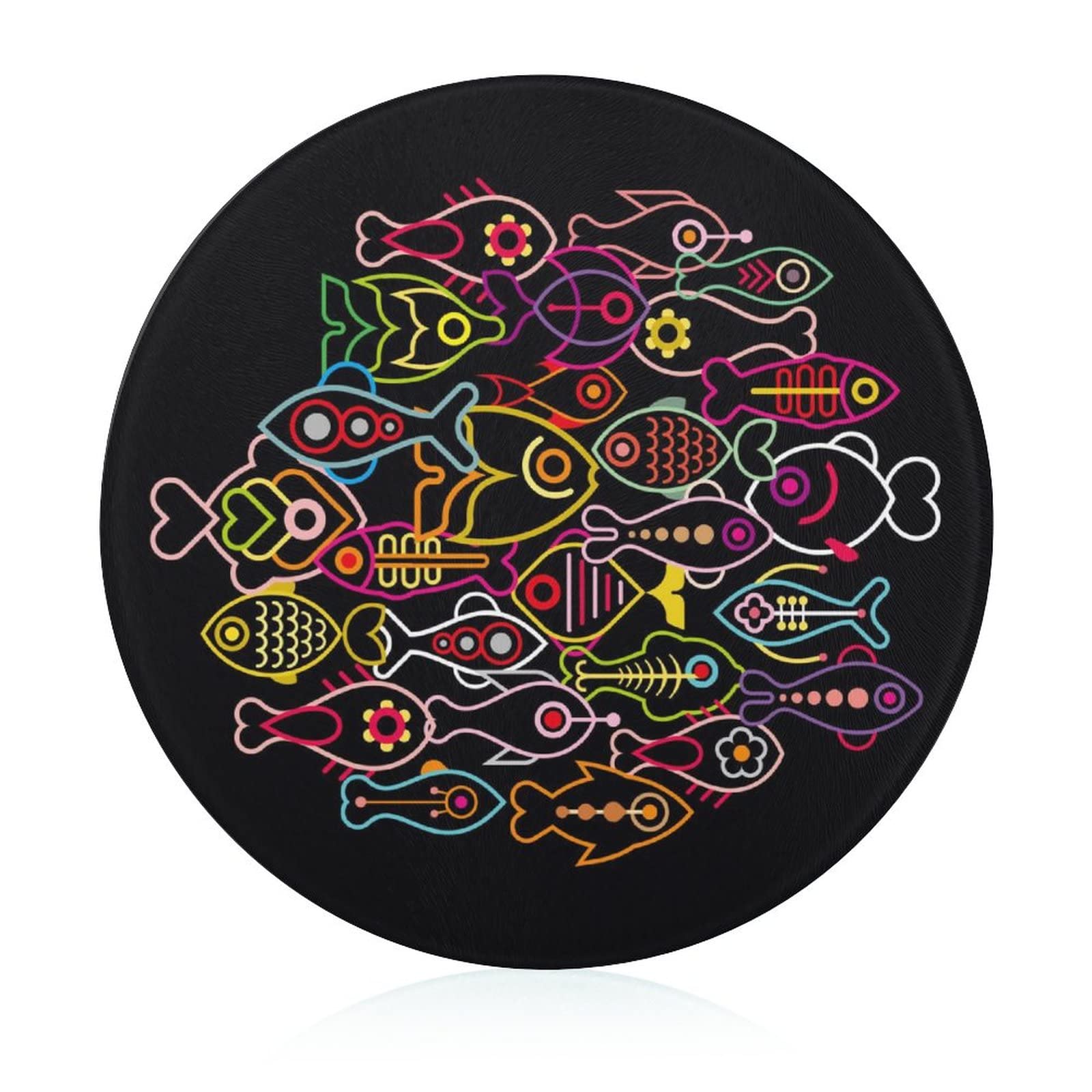Poisson de couleur planche à découper en verre contre rayures et plats chauds
