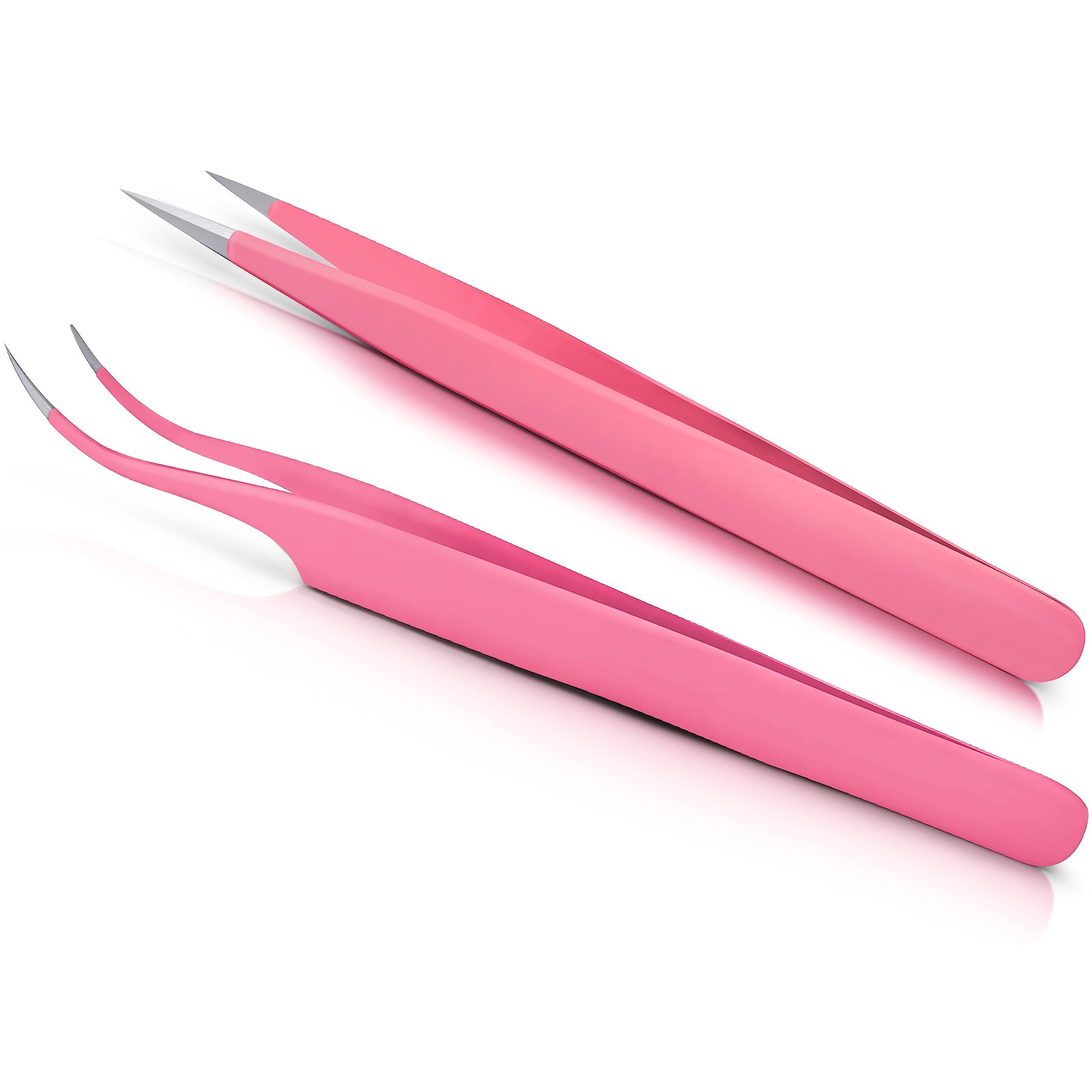 SURGICAL ONLINE Tweezers for Eyelash Extension - Straight and Curved Pointed Tweezers - Professional Stainless Steel Precision Tweezers Set - 2 Pcs -