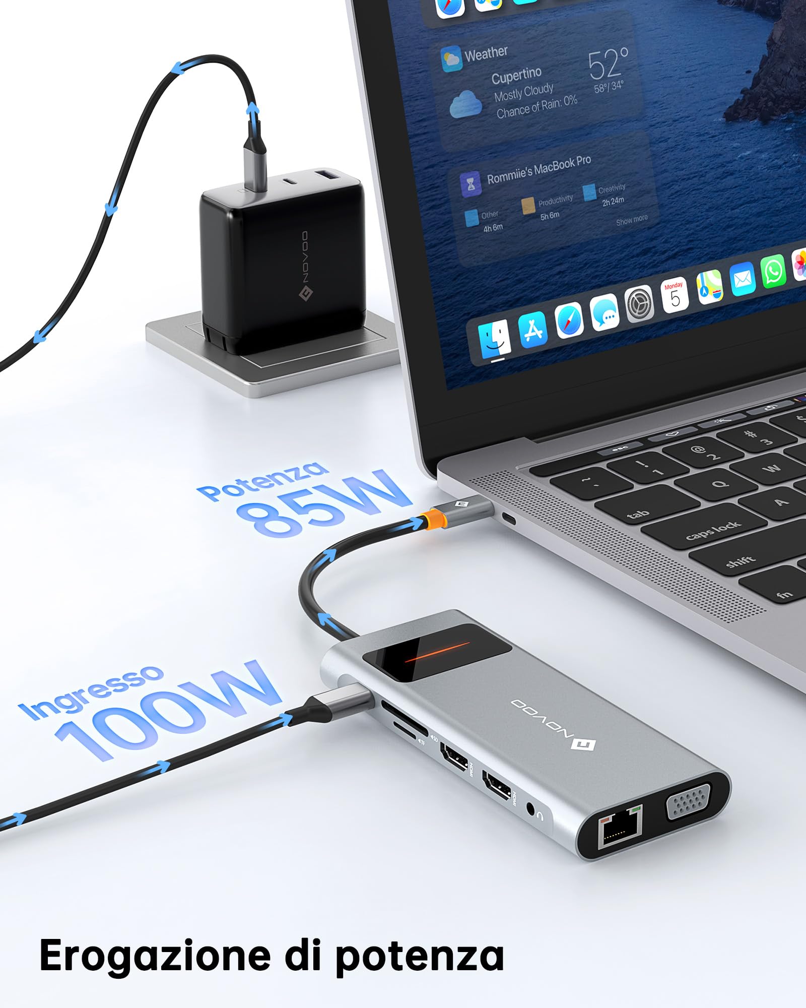 Station D'accueil USB-C 14 En 1 NOVOO - Double HDMI 4K 60Hz, DP 8K, 6 Ports USB, Ethernet Gigabit, PD 100W, SD/TF - Pour MacBook, Dell, HP, Lenovo - 5