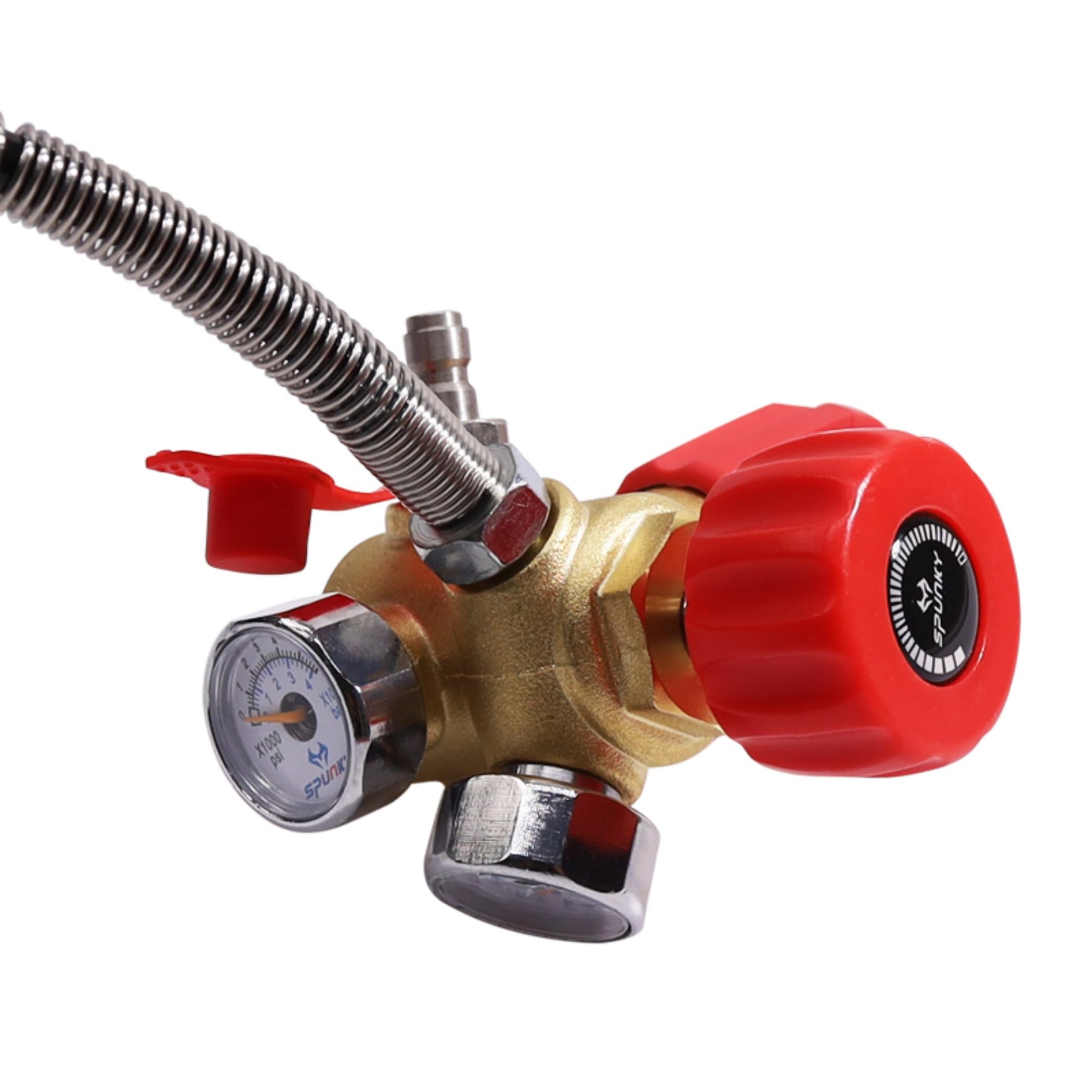 TUXING Valvola DIN Scuba Adattatore M18 × 1,5, Paintball Scuba Stazione di riempimento per serbatoio HPA/PCP Air Tank con manometro ad alta pressione 4500 psi PCP Paintball Riempimento tubo dell'aria