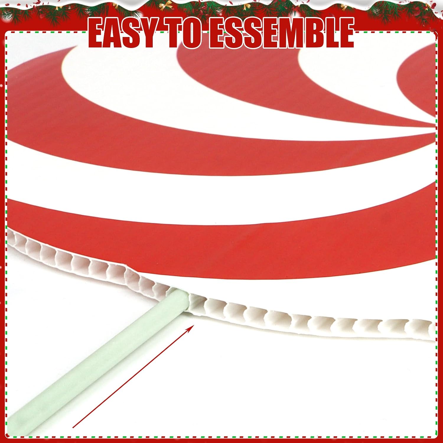 DERAYEE Large Red and Green Candy Christmas Decorations Tree Picks, 12PCS Cute Candy Cane Peppermint Lollipop Christmas Ornaments for Indoor Xmas Tree Winter New Year Party Vase Porch Decor (7.9 Inch)