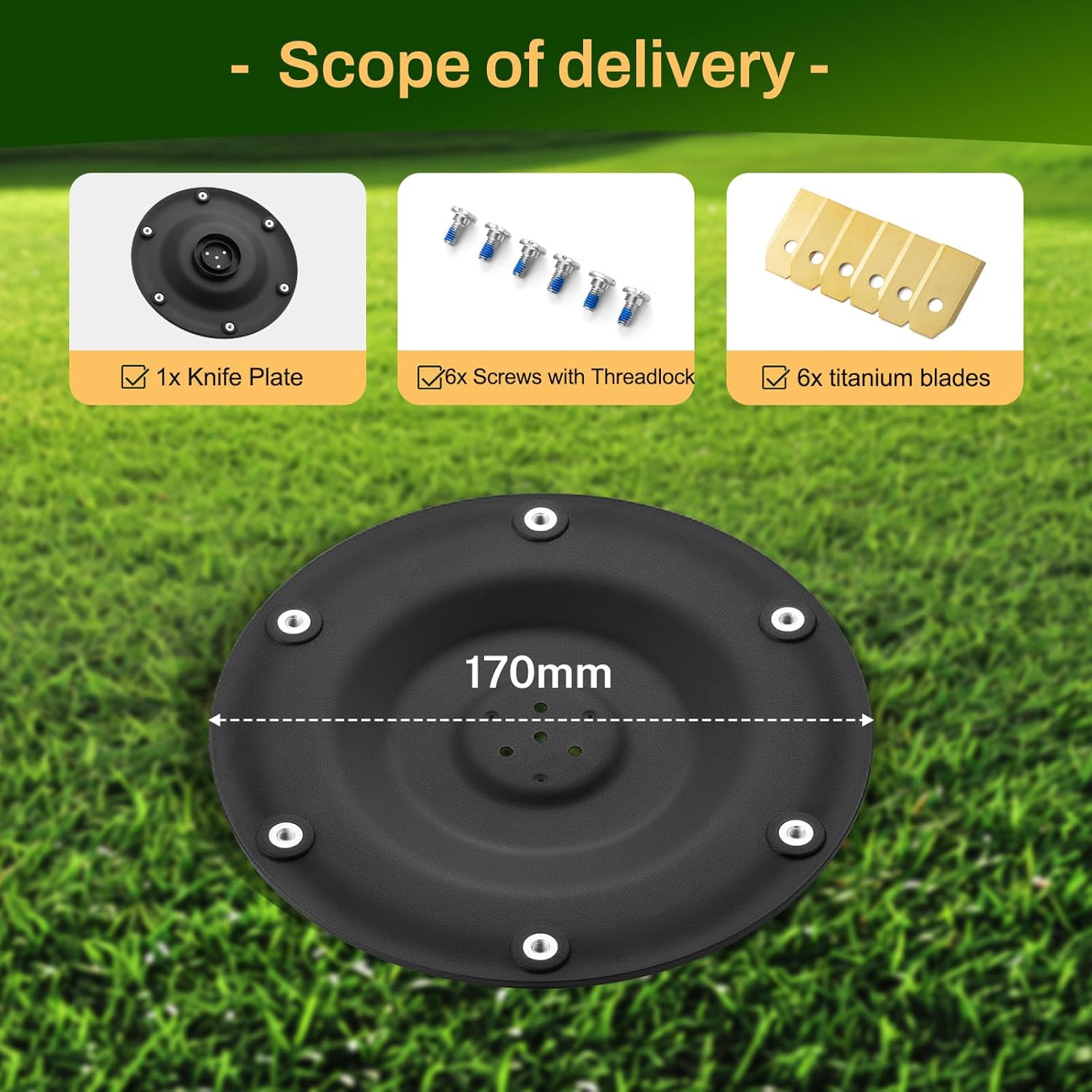 【Cut More Efficiently】 Blade Disc + 6 Pcs Replacement Blades Compatible with ANTHBOT Pion 900 1000 / Genie 600 1000 3000, Redkey MGC500 MGC1000, Robotic Lawn Mower