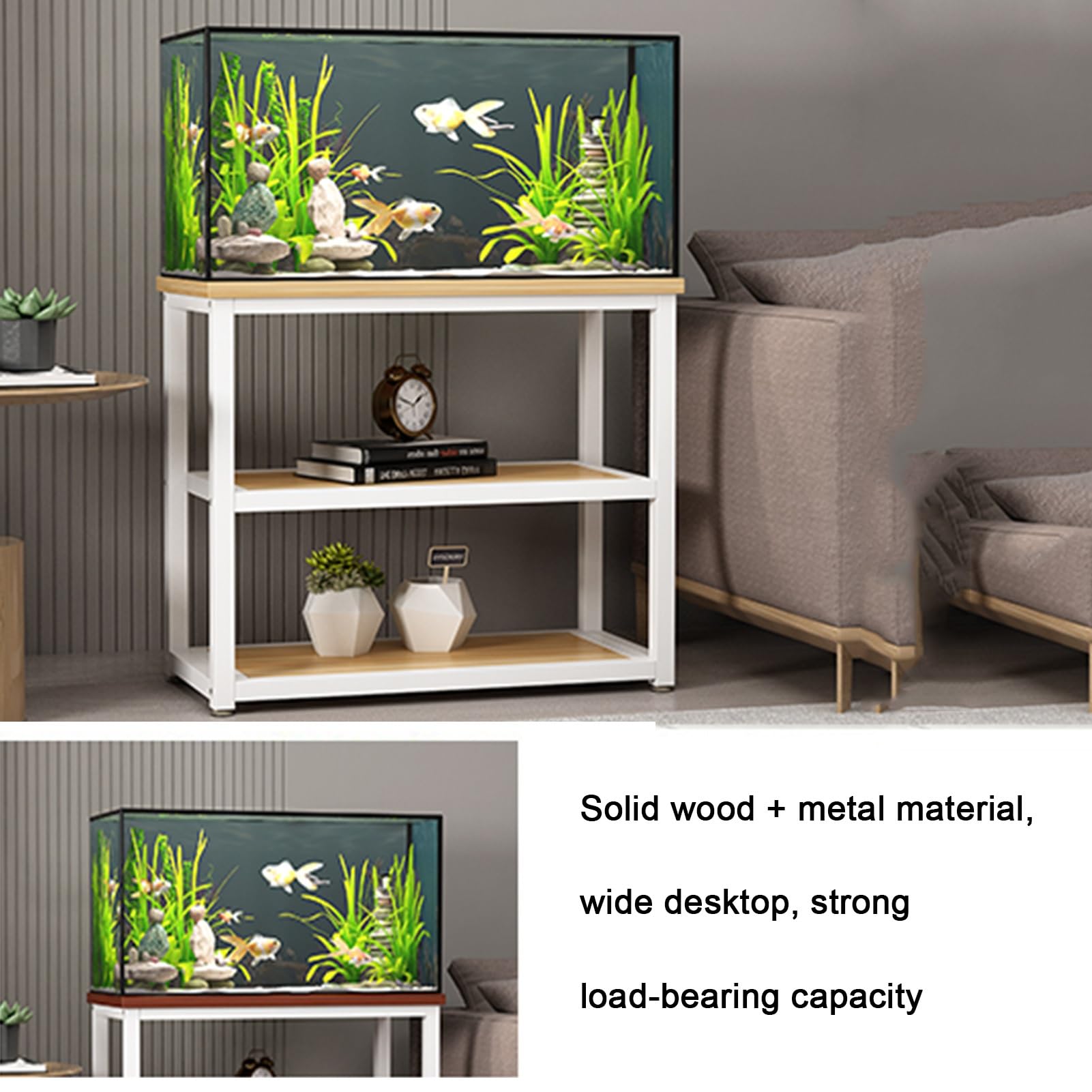Supporto per Acquario a Doppio Strato in Metallo - Slish rium STO, Adatto per casa e Ufficio - Consente di Risparmiare Spazio per Gli Amanti dei Pesci e Gli acquariofili.