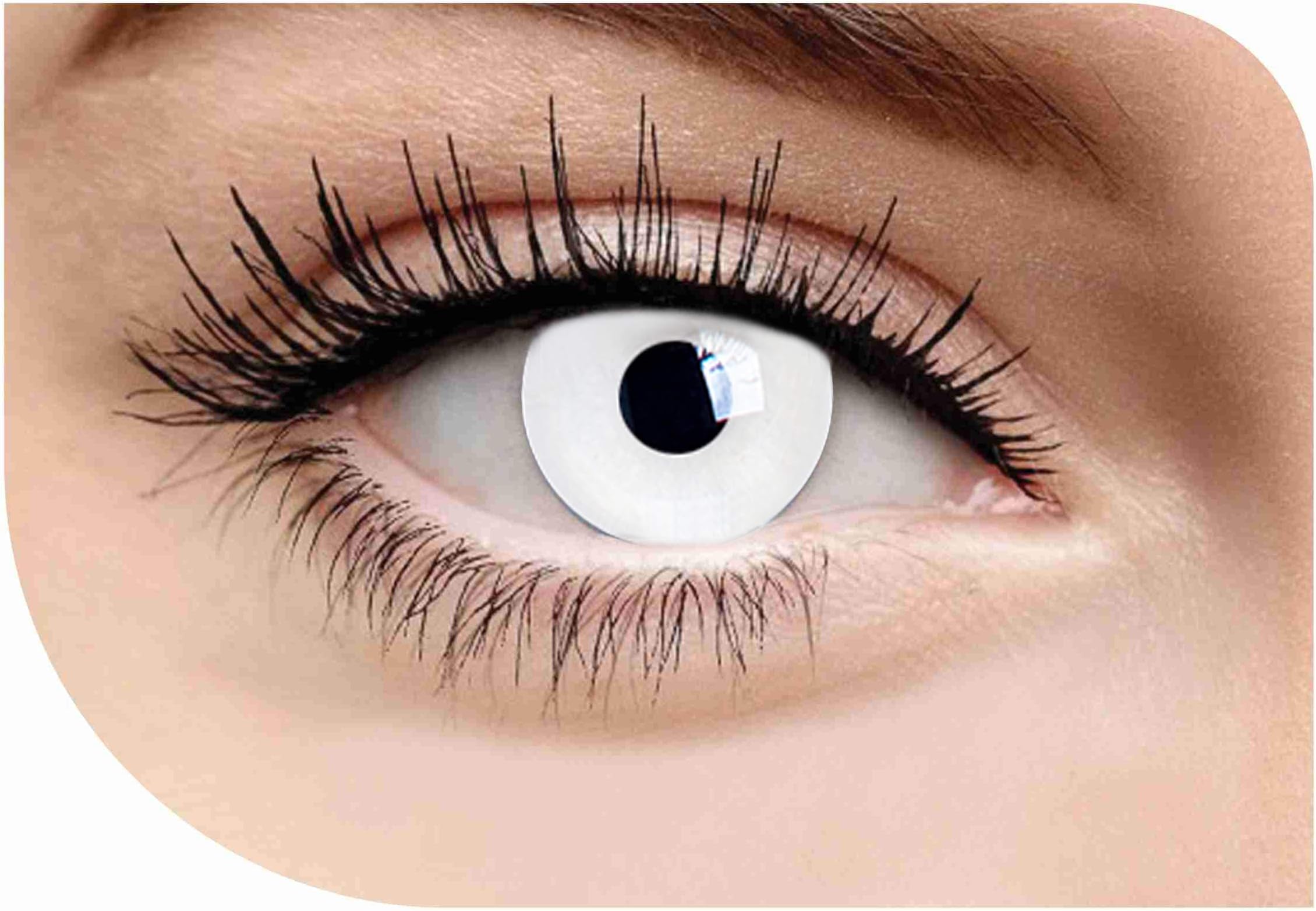 Krush White Out Crazy Men Women Coloured Glamour Eyes Contact Lenses with Lens Case