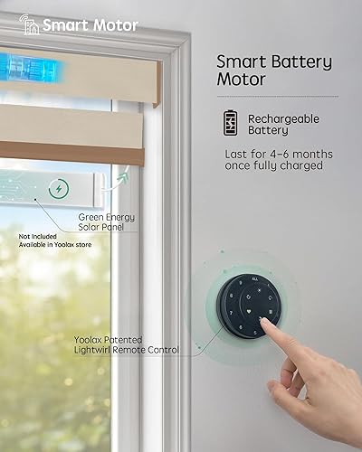 Miniatura 75 de Yoolax Persianas motorizadas con control remoto, persianas motorizadas de cebra compatibles con Alexa, persianas motorizadas de privacidad, 70%