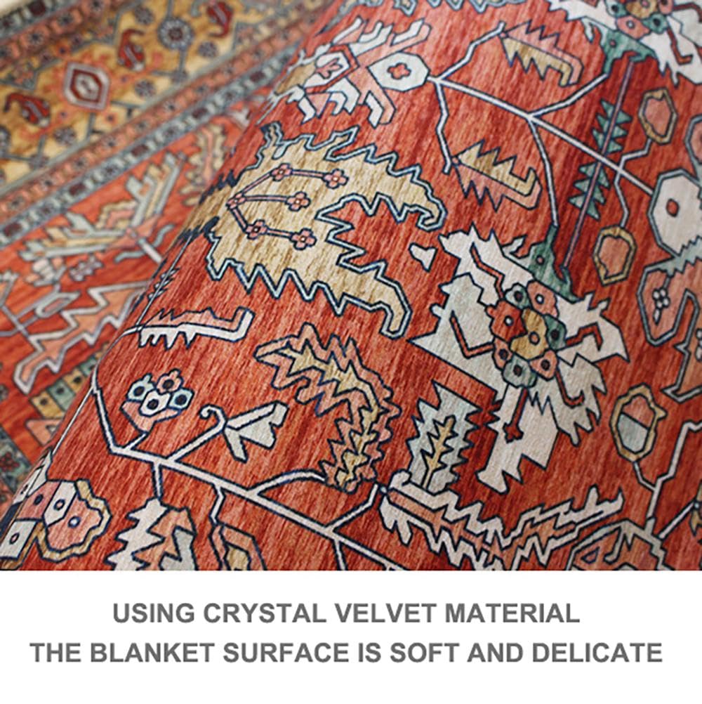 Tapis Rond 160cm Lavable en Machine Microfibre Douce Tapis Circulaire Salon Chambre Mandala Bohémien Antidérapant Lavable Tapis de Sol Tapis de Décoration,03-80 * 80cm