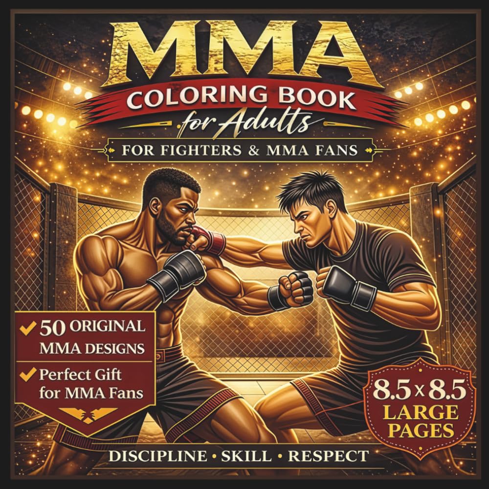 MMA Coloring Book for Adults: 50 Original MMA Designs | Fighters, Training, Grappling & Striking Scenes | Stress Relief & Relaxation for MMA Fans (Warrior Mind Art)