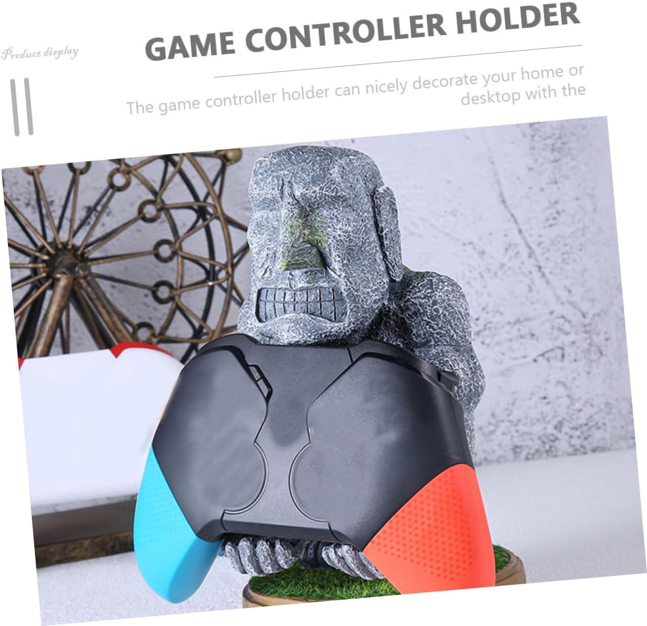 Angoily Wear-Resistant Moai Stone Game Controller Holder Multi-Functional Desktop Stand for Gaming Accessories Unique Decorative Statue for Use