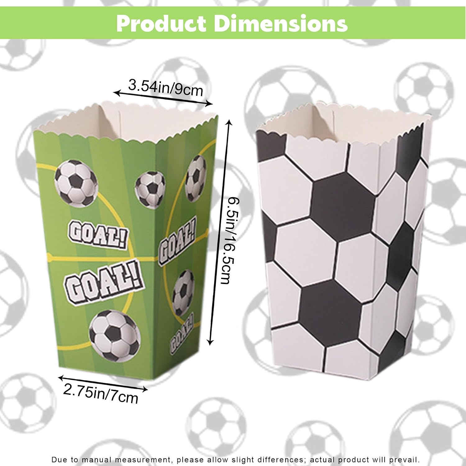 Soccer Popcorn Boxes, 20-Pack Soccer Party Favor Boxes for Birthday Parties
