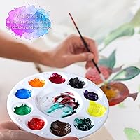 Vista 9 de FANDAMEI Paleta de Pintura, Bandejas de Pintura para Niños, Paletas de Pintura con 10 Cavidades para Adultos y Niños, Paletas Redondas de Pintura