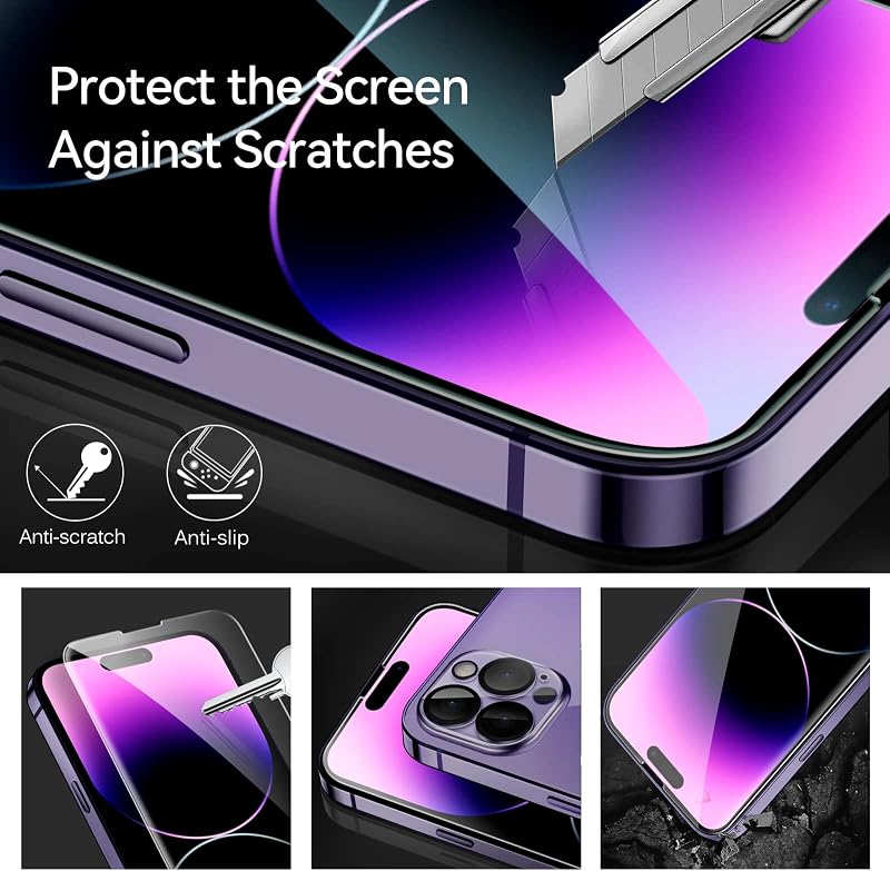 ivoler 3+3 Edzett Üveg Képernyővédő Fólia iPhone 14 Pro 6.1" Készülékhez - 9H Keménységű HD Átlátszó Védőfólia Kamera Védelemmel és Pozicion