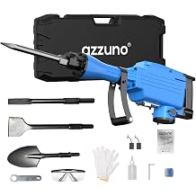 AZZUNO 2200W Demolition Jack Hammer Electric Concrete Breaker Heavy Duty, Corded Power Rotary Hammer Drill with 4pcs Chisel Bit Chipping & Case