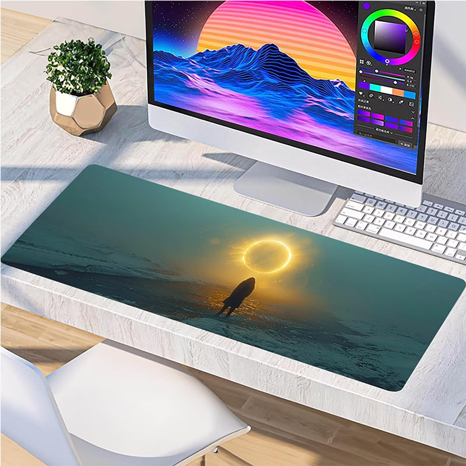 Tappetino Mouse XXL 1500 x 800 mm, Tappetino Mouse Donna, Gaming Mousepad Migliorare la Velocità e la Precisione, Mouse Pad con Base in Gomma Antiscivolo, Ufficio Accessori Gaming, Grigio D-2318