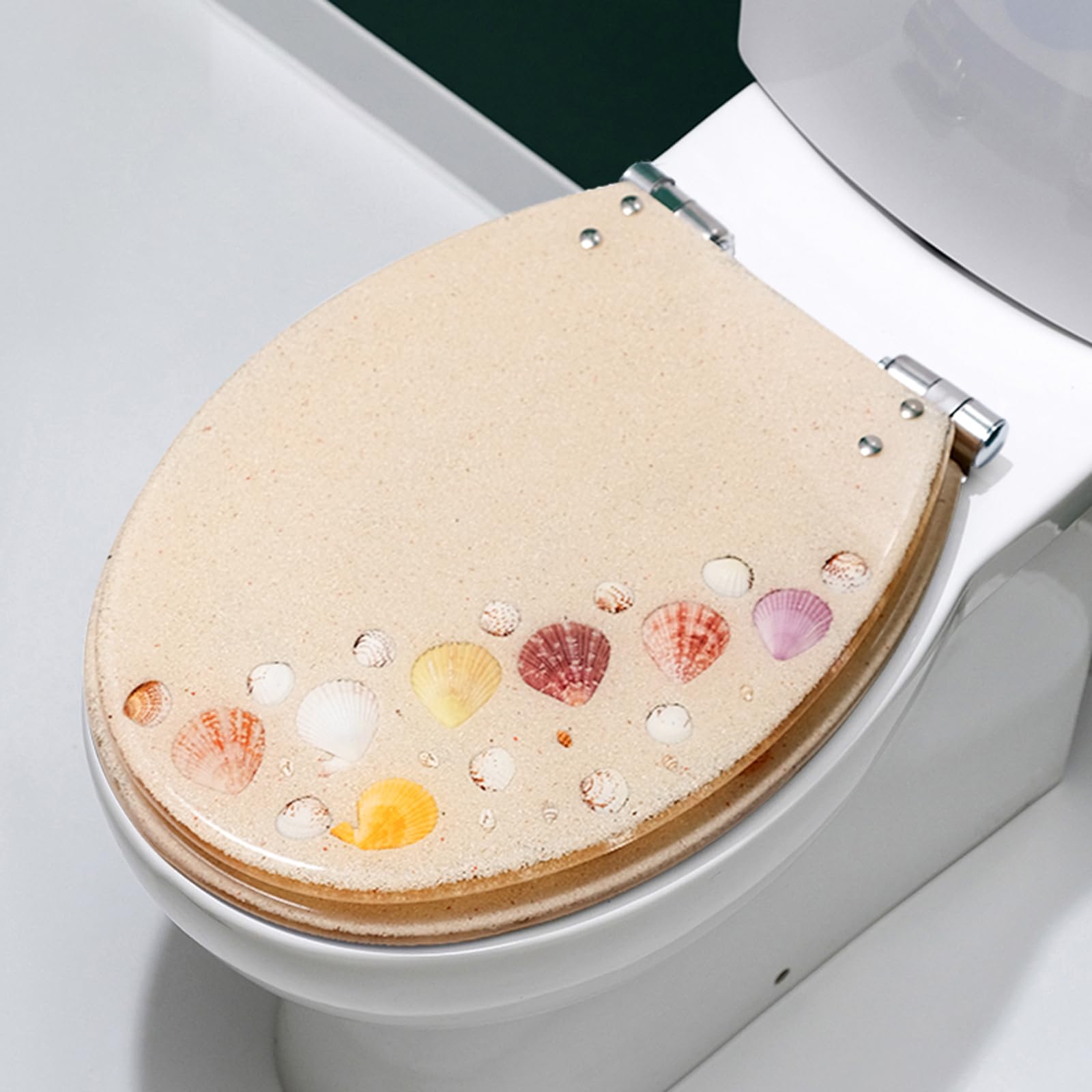 Tapa WC,Asiento De Inodoro De Resina,Asiento De Inodoro,Tapa Inodoro Cierre Suaves,Resina Tapa De Tapadera WC,Tapadera WC Universal,con Bisagra De Acero Inoxidable,para Forma De V/O/U