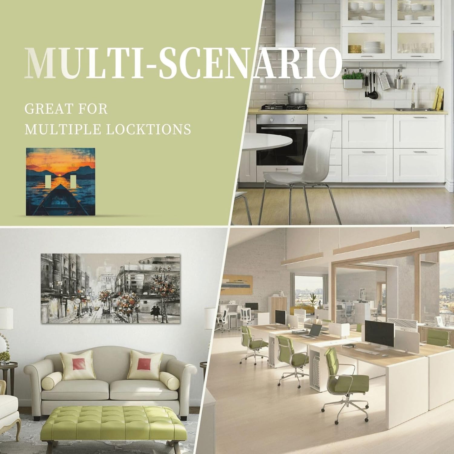 Abstract Realism Sunset Boat Lake Mountains Art Illustration Decorative Switch Plates 2 Gang Double Toggle Wall Plate Electrical Faceplate Outlet Light Switch Cover for Bedroom Kitchen Decor