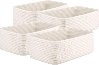 OIAHOMY 4 Pack Storage Baskets for Organizing, Small Bins for Shelves, Cute Decorative Storage Bins, Organizer Baskets for Gifts Empty, 13''Lx8.7''Wx5.1''H, White