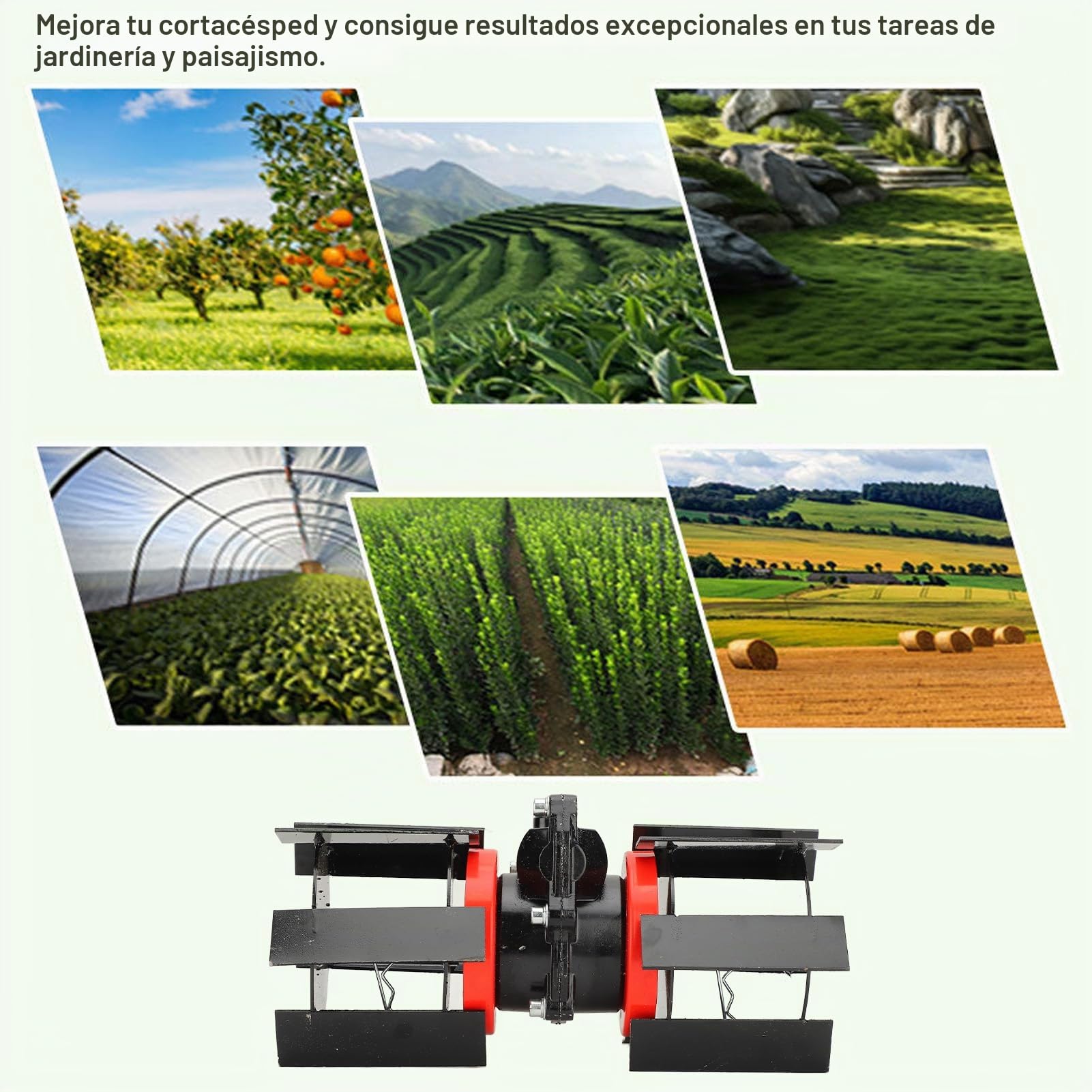 Qcwwy Rueda de Desmalezado, Juego de Accesorios de Desmalezado Profesional Mejorado, Herramienta de Cultivador Rotativo Que Ahorra Tiempo y Energía, Cultivador de Jardín de Césped de 9